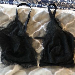 Free people Black lace unlined bra